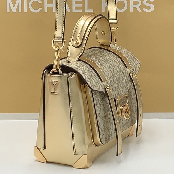 MICHAEL KORS MANHATTAN MEDIUM TOP HANDLE SCHOOL SATCHEL/ CROSSBODY PALE NWT - Picture 7 of 16